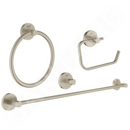 Grohe Essentials - Set d'accessoires de salle de bains 4 en 1, nickel brossé 40823EN1