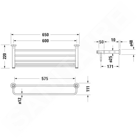 Duravit D-Code - Étagère porte-serviettes, longueur 600 mm, chrom 0099251000