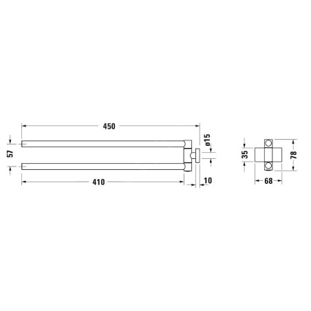 Duravit Karree - Porte-serviettes double, rotatif, longueur 450 mm, chrome 0099581000