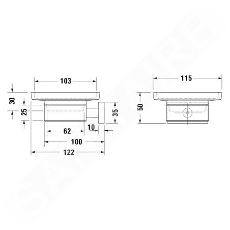 Duravit Karree - Porte-savon avec support, chrome/verre dépoli 0099521000