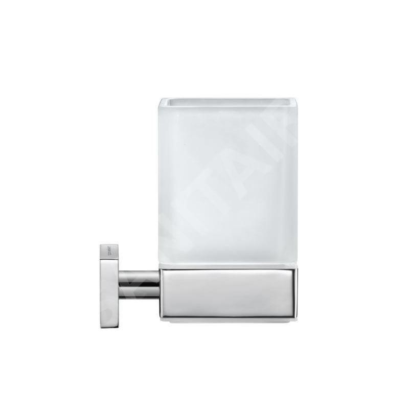Duravit Karree - Verre pour brosse à dents et dentifrice avec support, chrome/verre dépoli 0099511000