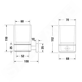 Duravit Karree - Verre pour brosse à dents et dentifrice avec support, chrome/verre dépoli 0099511000