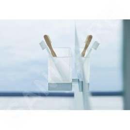 Duravit Karree - Verre pour brosse à dents et dentifrice avec support, chrome/verre dépoli 0099511000