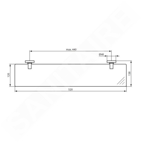 Ideal Standard IOM - Étagère, longueur 520 mm, noir / verre satiné A9124XG