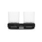 Ravak 10° - Porte-verre pour brosse à dents et dentrifrice avec support, noir / verre X07P558