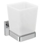 Ideal Standard IOM Square - Gobelet pour brosse à dents et dentifrice avec support, verre mat / chrome E2204AA