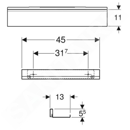Geberit Accessoires - Étagère 450x130 mm, blanc mat 502.326.01.3
