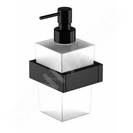 Steinberg 460 - Distributeur de savon avec support, verre blanc / noir mat 460 8001 S