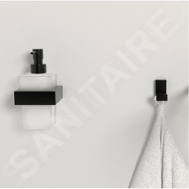 Steinberg 460 - Distributeur de savon avec support, verre blanc / noir mat 460 8001 S