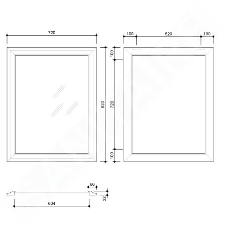 Sapho Miroirs - Miroir Ambiente dans un cadre, 720x920 mm, patine bronze NL700