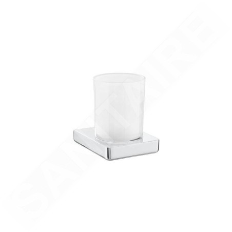 Roca Tempo - Verre pour brosses à dents et dentifrice avec un support, chrome A817021001