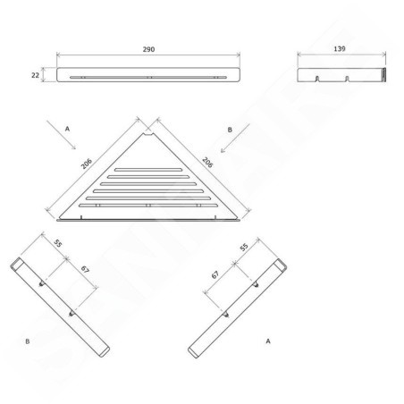 Ravak Slim - Tablette d'angle, blanc/blanc X07P652