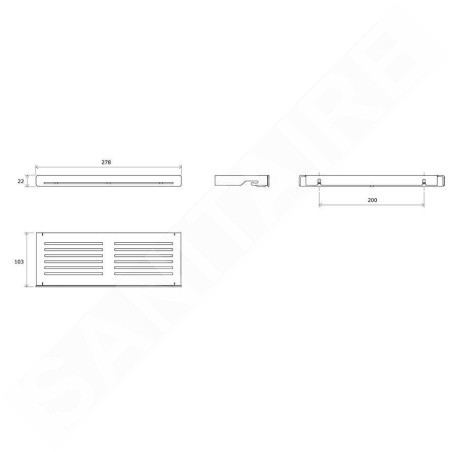 Ravak Slim - Tablette, longueur 278 mm, noir/noir X07P649