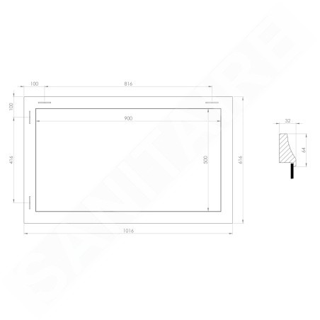 Sapho Miroirs - Miroir Ambiente dans un cadre, 620x1020 mm, blanc antique NL706