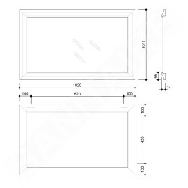 Sapho Miroirs - Miroir Ambiente dans un cadre, 620x1020 mm, patine bronze NL701