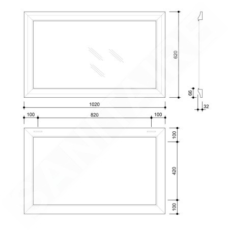 Sapho Miroirs - Miroir Ambiente dans un cadre, 620x1020 mm, patine bronze NL701