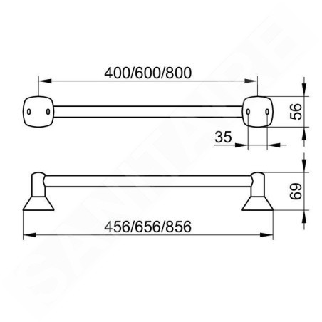 Keuco City.2 - Porte-serviettes, longueur 800 mm, chrome 02701010800