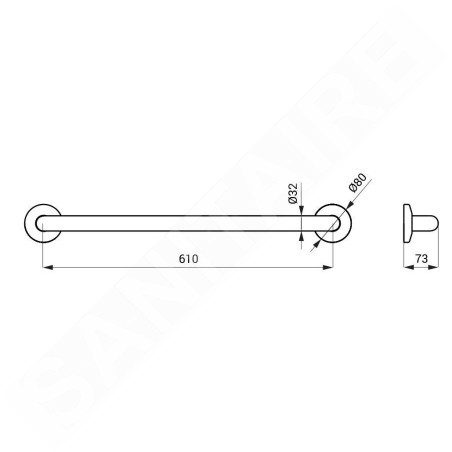 Sanela Poignées - Poignée, longueur 69 cm, inox brillant SLZM 12