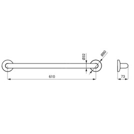 Sanela Poignées - Poignée, longueur 69 cm, inox mat SLZM 12X