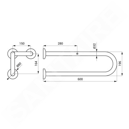Sanela Poignées - Poignée, longueur 60 cm, inox brillant SLZM 13