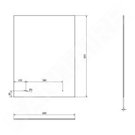 Aqualine Accessoires - Miroir 600x800 mm, y compris les charnières, avec trous pour étagère 22430