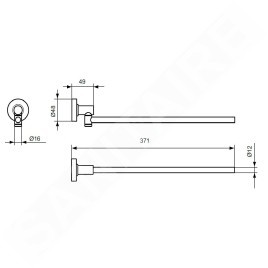 Ideal Standard IOM - Porte-serviettes, pivotant, longueur 37 cm, chrome A7651AA