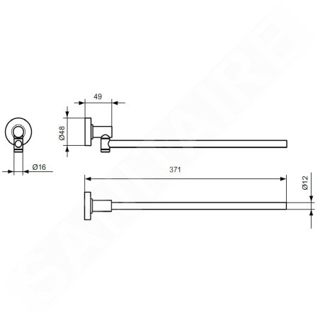 Ideal Standard IOM - Porte-serviettes, pivotant, longueur 37 cm, acier A7651GN