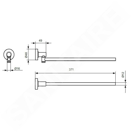 Ideal Standard IOM - Porte-serviettes, pivotant, longueur 37 cm, noir soyeux A7651XG