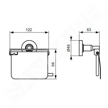 Ideal Standard IOM - Porte-rouleau toilette avec couvercle, noir soyeux A9127XG