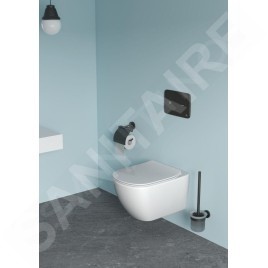 Ideal Standard IOM - Porte-rouleau toilette avec couvercle, noir soyeux A9127XG