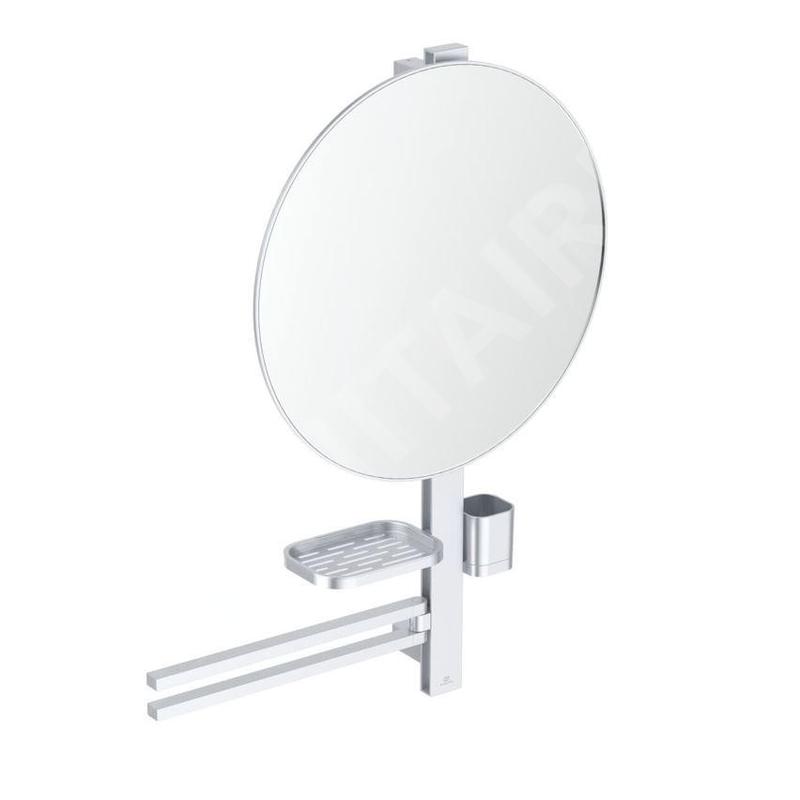 Ideal Standard ALU+ - Miroir avec porte-serviettes, tablette et gobelet pour brosses à dents et dentifrice, argenté BD587SI Ideal Standard ALU+ - Miroir avec porte-serviettes, tablette et gobelet pour brosses à dents et dentifrice, argenté BD587SI