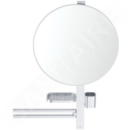 Ideal Standard ALU+ - Miroir avec porte-serviettes, tablette et gobelet pour brosses à dents et dentifrice, argenté BD587SI