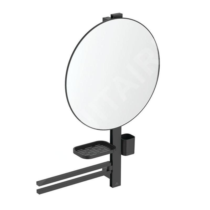 Ideal Standard ALU+ - Miroir avec porte-serviettes, tablette et gobelet pour brosses à dents et dentifrice, soie noire BD587XG Ideal Standard ALU+ - Miroir avec porte-serviettes, tablette et gobelet pour brosses à dents et dentifrice, soie noire BD587XG
