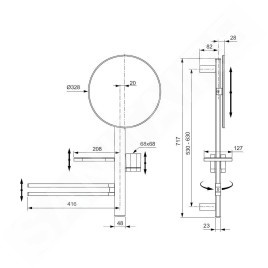 Ideal Standard ALU+ - Miroir avec porte-serviettes, tablette et gobelet pour brosses à dents et dentifrice, argenté BD588SI