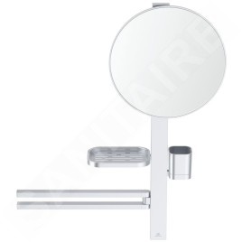 Ideal Standard ALU+ - Miroir avec porte-serviettes, tablette et gobelet pour brosses à dents et dentifrice, argenté BD588SI