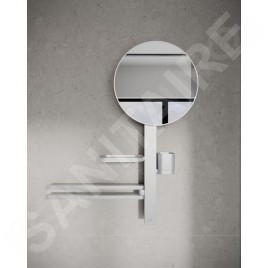 Ideal Standard ALU+ - Miroir avec porte-serviettes, tablette et gobelet pour brosses à dents et dentifrice, argenté BD588SI