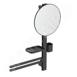 Ideal Standard ALU+ - Miroir avec porte-serviettes, tablette et gobelet pour brosses à dents et dentifrice, soie noire BD588XG