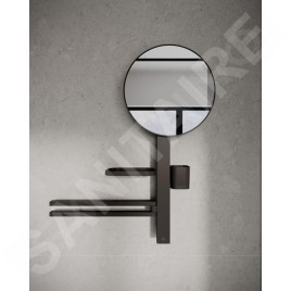 Ideal Standard ALU+ - Miroir avec porte-serviettes, tablette et gobelet pour brosses à dents et dentifrice, soie noire BD588XG