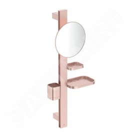 Ideal Standard ALU+ - Miroir cosmétique avec étagère et gobelet pour brosses à dents et dentifrice, rosé BD589RO