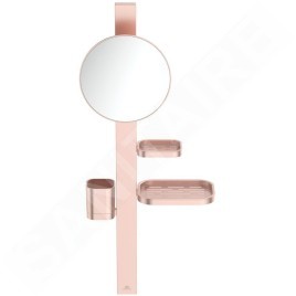 Ideal Standard ALU+ - Miroir cosmétique avec étagère et gobelet pour brosses à dents et dentifrice, rosé BD589RO
