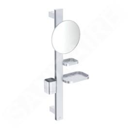 Ideal Standard ALU+ - Miroir cosmétique avec étagère et gobelet pour brosses à dents et dentifrice, argenté BD589SI