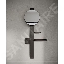 Ideal Standard ALU+ - Miroir cosmétique avec étagère et gobelet pour brosses à dents et dentifrice, soie noire BD589XG