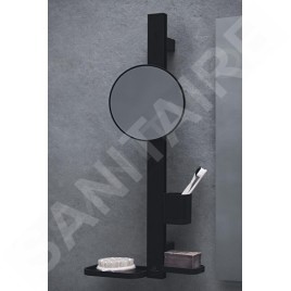 Ideal Standard ALU+ - Miroir cosmétique avec étagère et gobelet pour brosses à dents et dentifrice, soie noire BD589XG