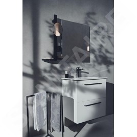 Ideal Standard ALU+ - Miroir cosmétique avec étagère et gobelet pour brosses à dents et dentifrice, soie noire BD589XG