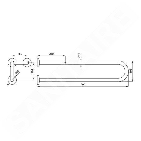 Sanela Poignées - Poignée, longueur 90 cm, inox mat SLZM 20X