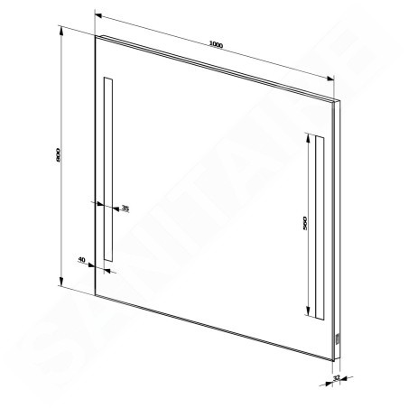 Aqualine Accessoires - Miroir avec éclairage LED, 1000x800 mm ATH7