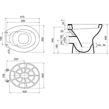 Ideal Standard Vidoirs - Grille en plastique pour vidoir Eurovit VV612000