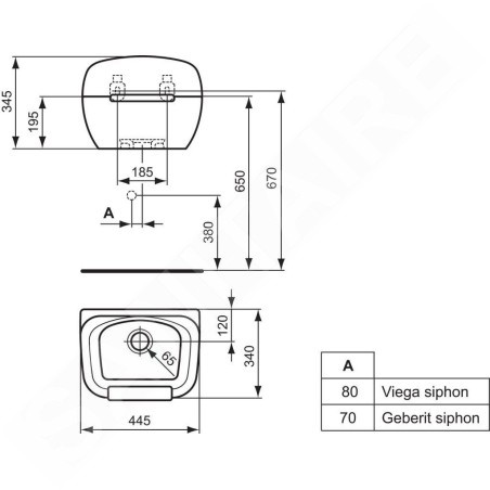 Ideal Standard Vidoirs - Vidoir Duoro, 445 x 340 x 345 mm, blanc R380601