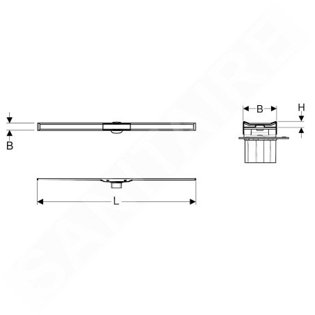 Geberit CleanLine - Canivelle de douche en inox 20, 300-1600 mm, inox poli / brossé 154.453.KS.1
