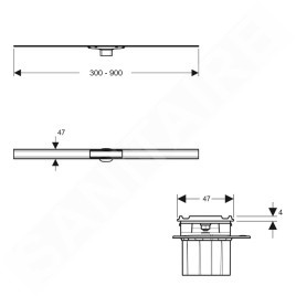 Geberit CleanLine - Caniveau de douche en inox, 300-900 mm, pour carrelage de faible épaisseur 154.458.00.1